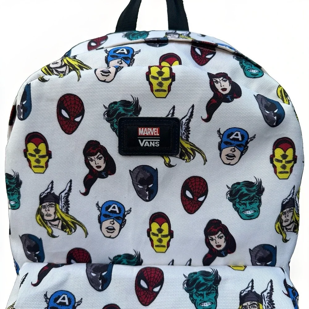Vans x Marvel Backpack With Superheroes Spiderman Black Panther Hulk Thor - EUC